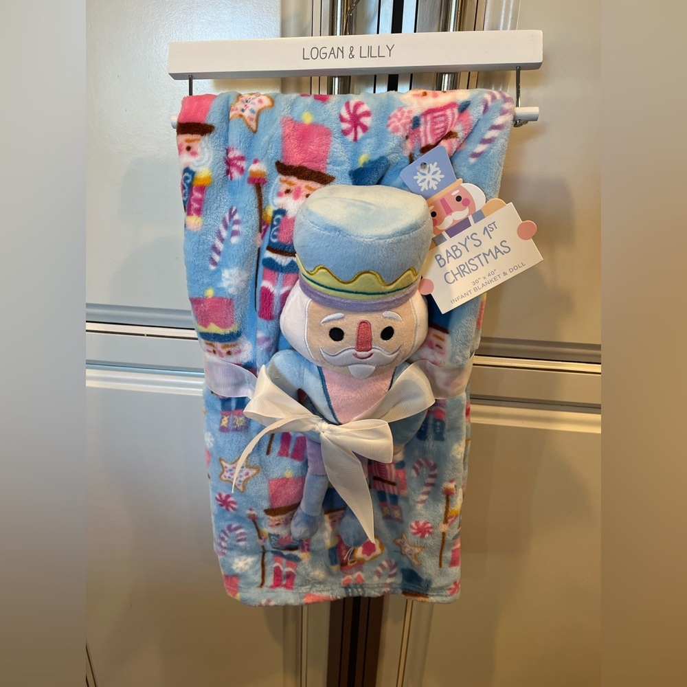 Logan & Lilly Nutcracker Baby’s First Christmas Throw/Blanket and Plush Doll